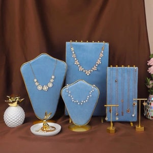 Light Blue Velvet Necklace Display Stand, Jewelry Display Stand, Necklace Display Holder, Jewelry display for craft show