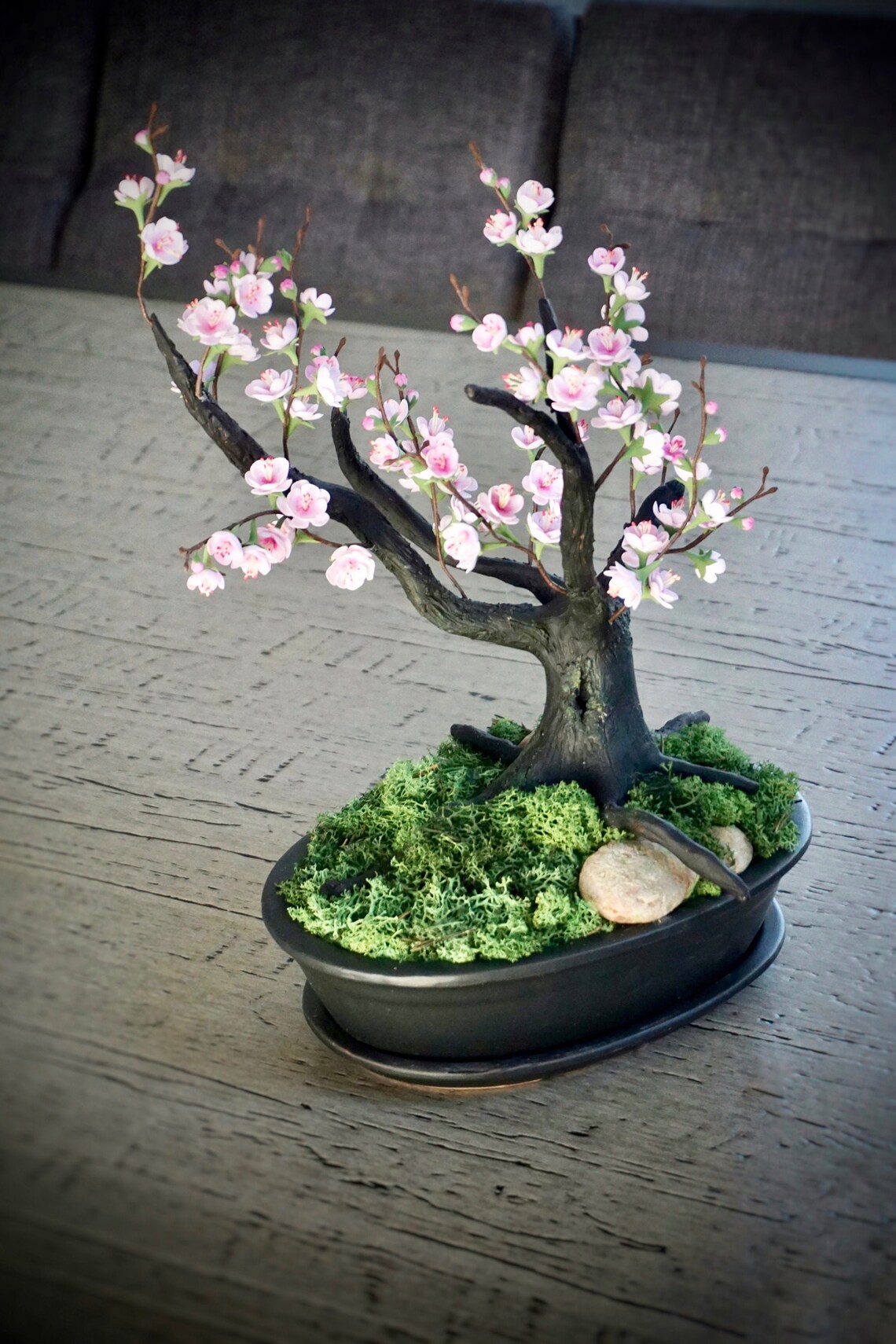 Blooming Pink sakura bonsai tree handmade of soft polymer clay Etsy