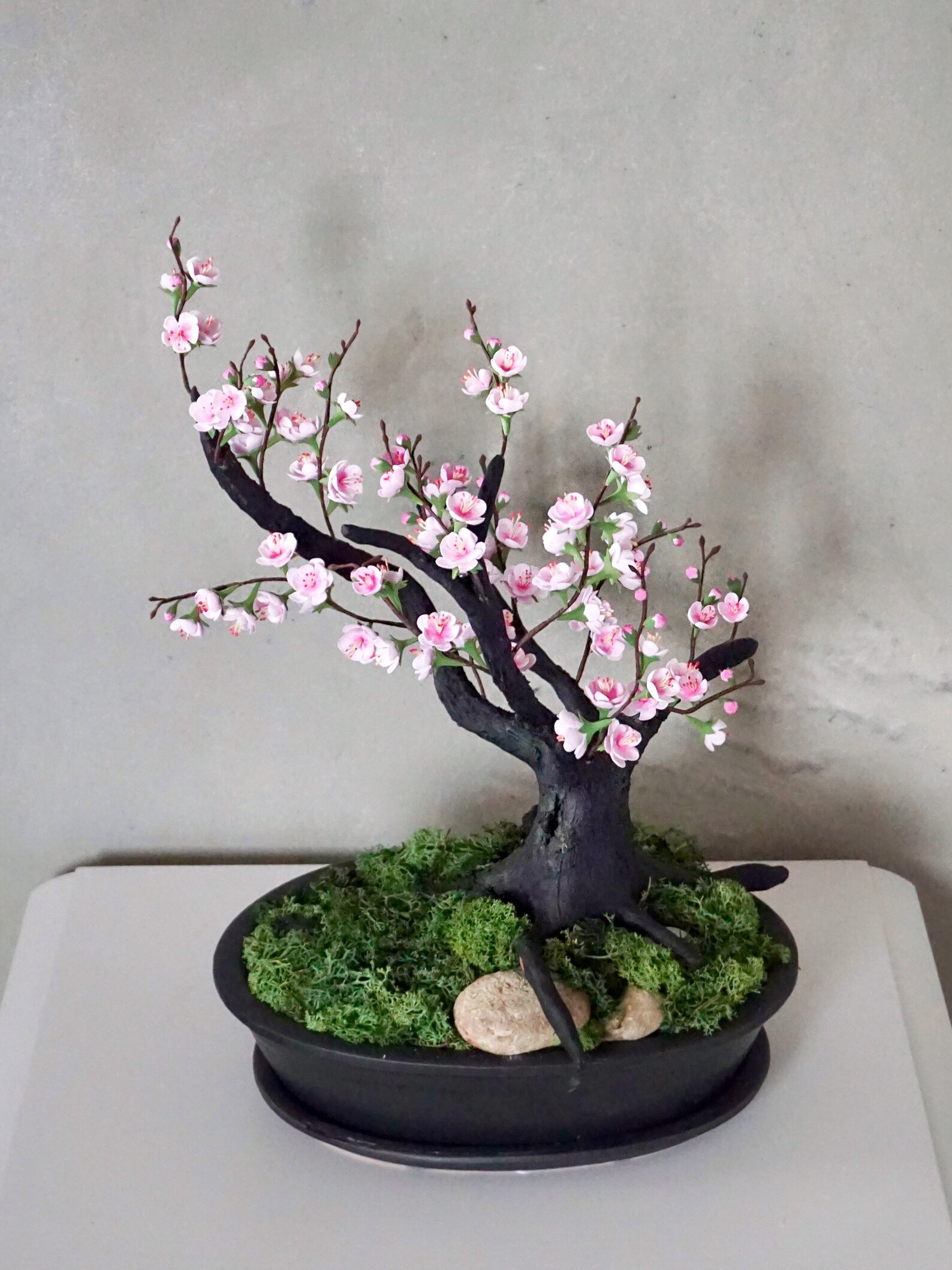 Blooming Pink sakura bonsai tree handmade of soft polymer clay Etsy