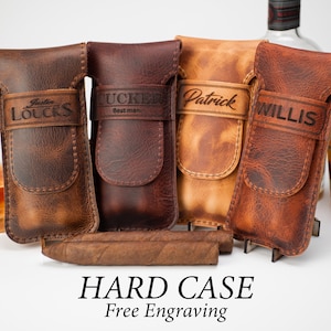 Cigar Case With Protective Liner ( Monogrammed Hard Case) with Optional Cutter, Lighter, and Humidor