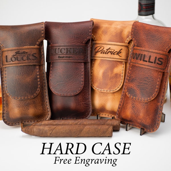 Cigar Case With Protective Liner ( Monogrammed Hard Case) with Optional Cutter, Lighter, and Humidor