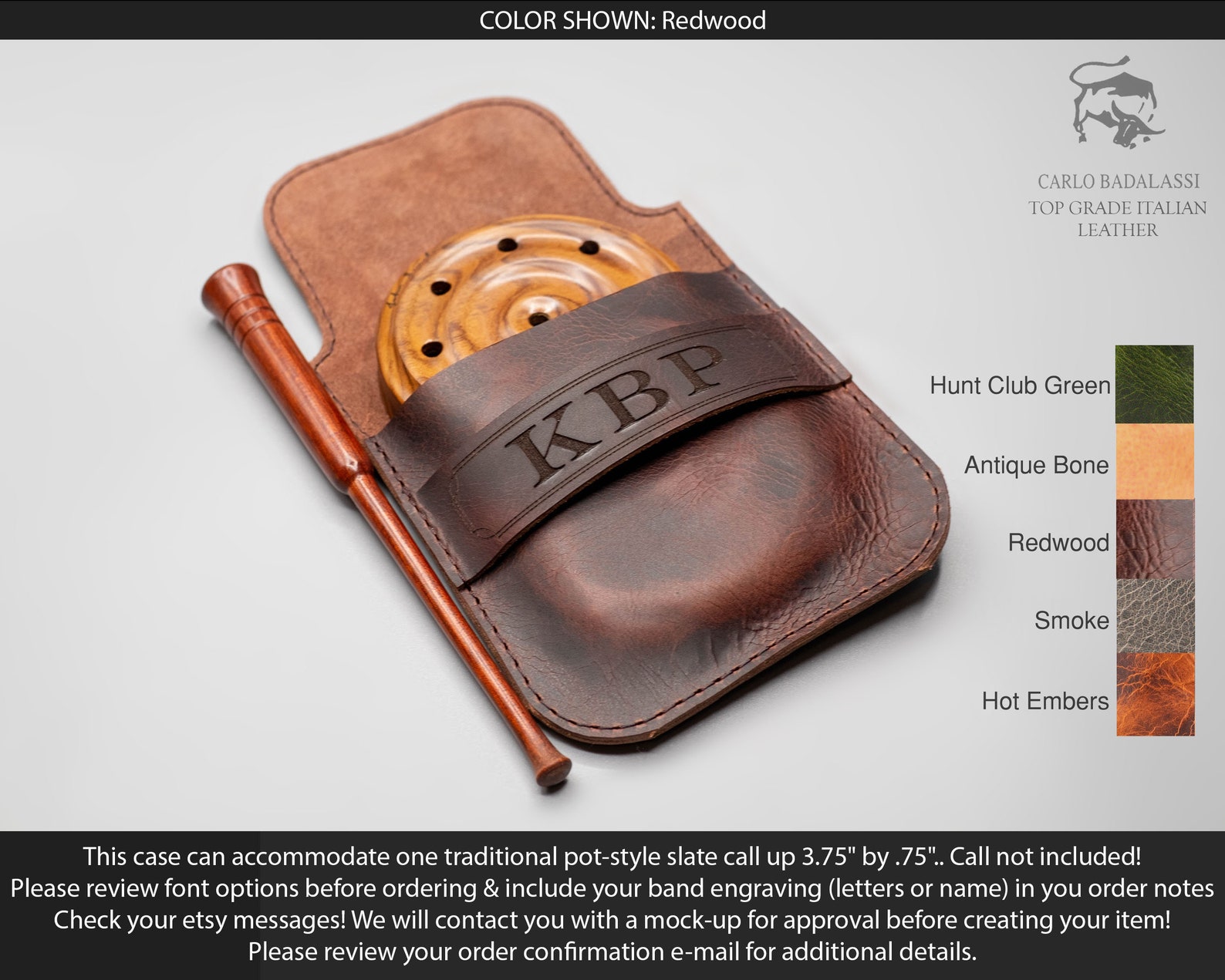 Leather Slate Turkey Call Case Personalized Etsy