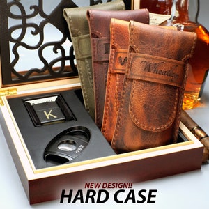 Cigar Case With Protective Liner ( Monogrammed Hard Case) with Optional Cutter, Lighter, and Humidor