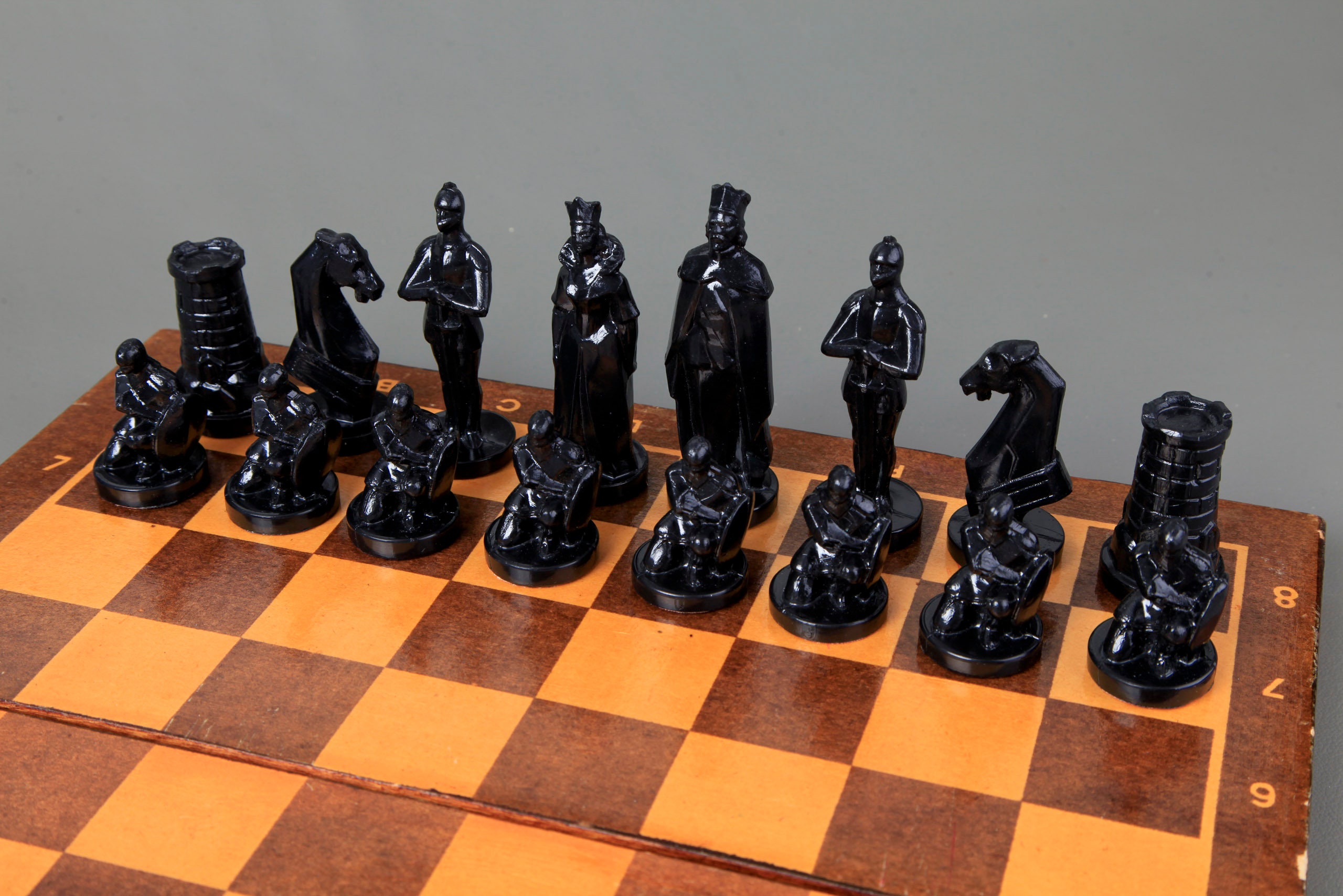 Soviet wooden chess board medium size - 40 cm vintage foldin - Inspire Uplift