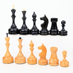 Juego de ajedrez de gran maestro soviético antiguo KH 11,5 cm/4,6 in, piezas de ajedrez de torneo de GM de la URSS con peso de los años 70, sin tablero