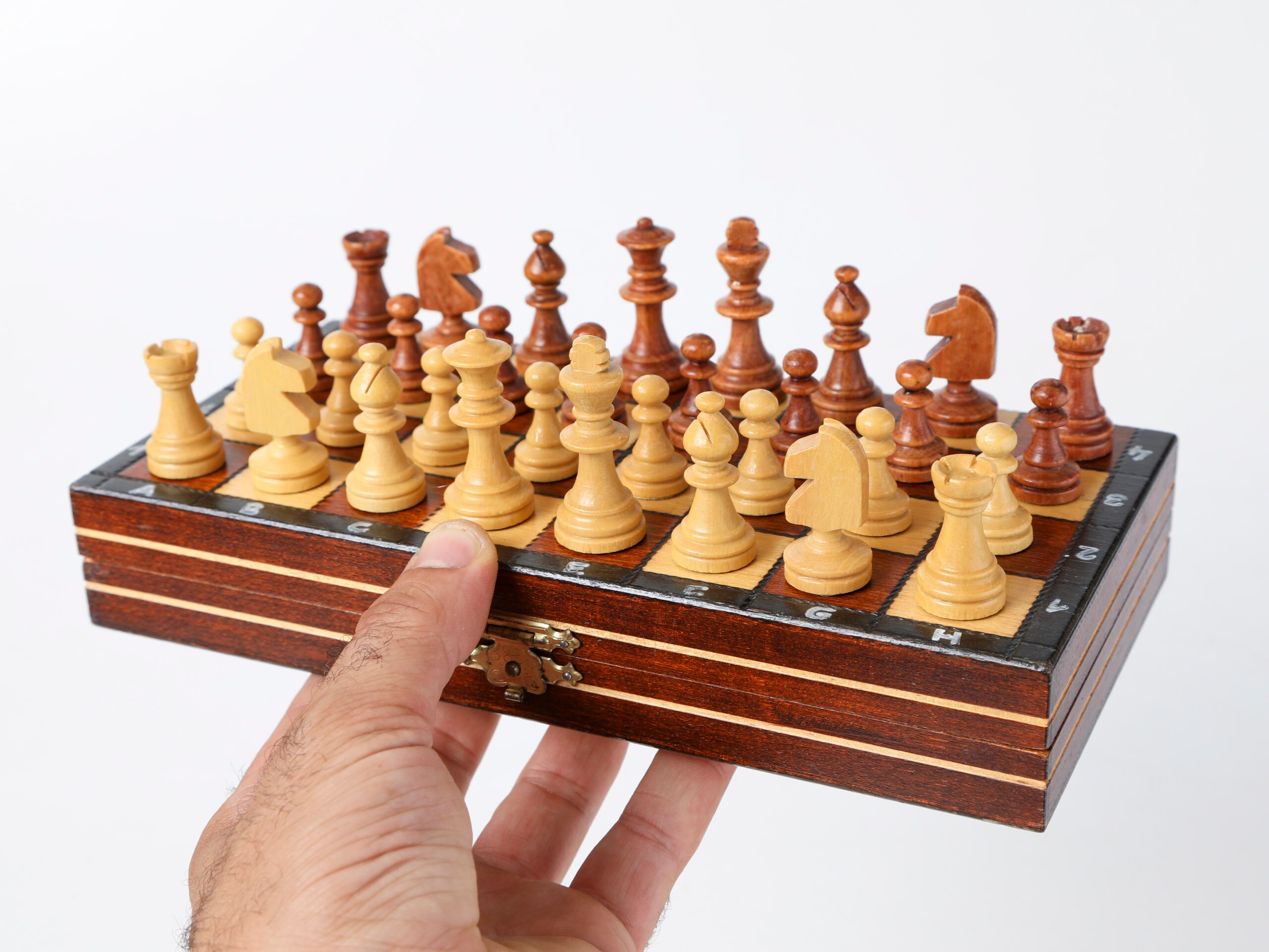 Magnetisches Schach-Set aus Holz aus Osteuropa 24x24cm95x95