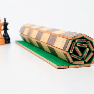 Vintage Roll-up Chess Board 44x44 cm./ 17,5x17,5 in., Handmade Wooden Roll-up Chess Board, Squares 5x5 cm., Folding Chess Board