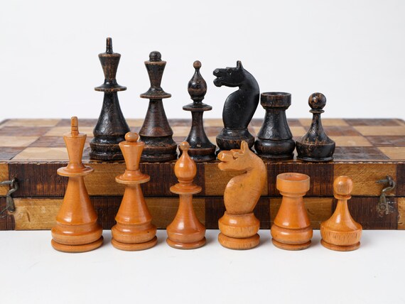 Handmade Chess Board, Wooden, 3 in one