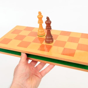 Vintage Marquetry Folding Chess Board 36x36cm/14x14in., 1980&#39;s Wooden Foldable Chess Board, Squares 4x4 cm.