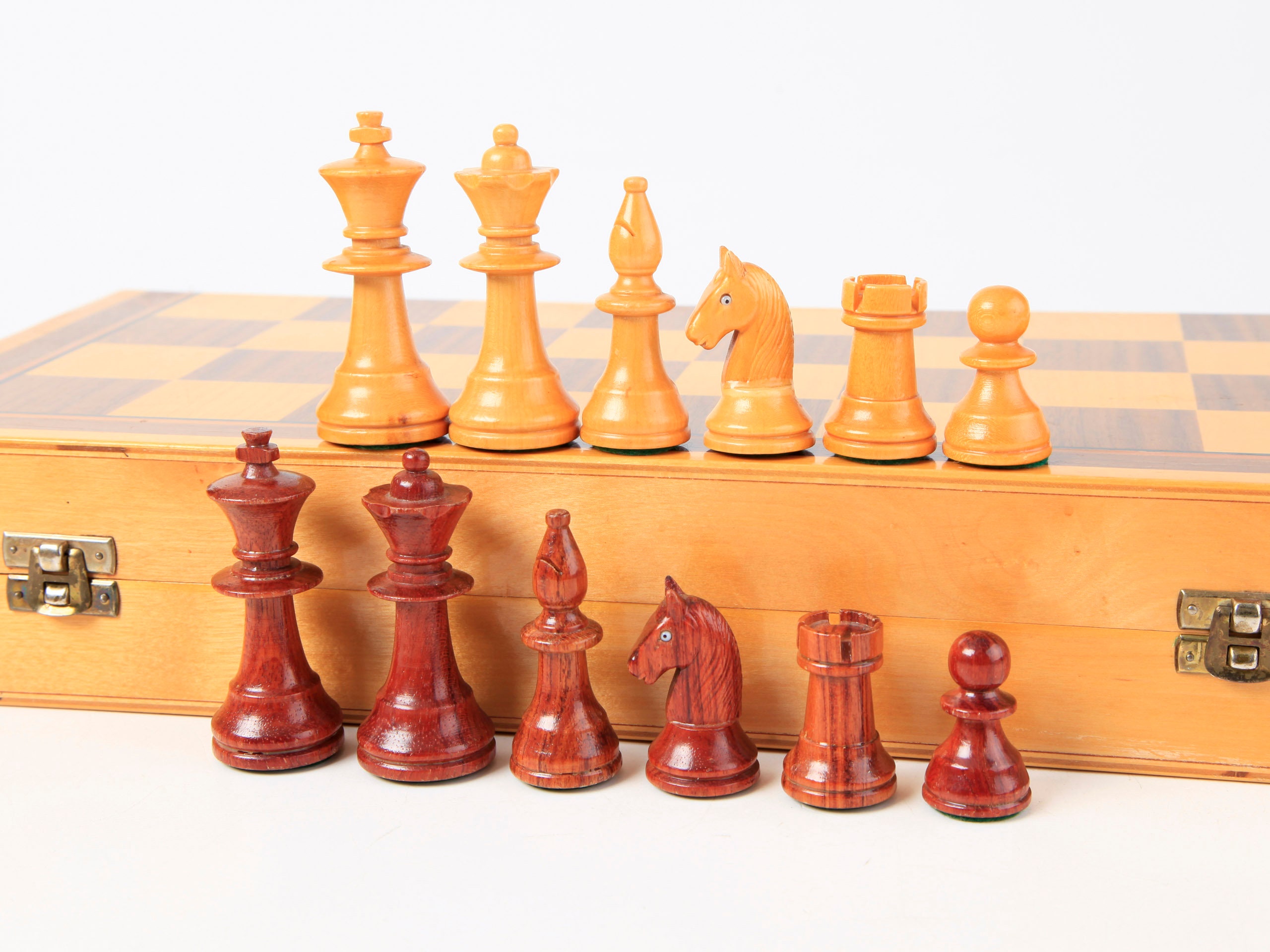 Master Wooden Chess Set Mahogany Board 21 Weighted -  Portugal