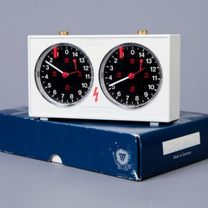 Vintage German "Jerger" Blitz Chess Clock, Rare German "Jerger Blitz" Chess Clock with Original Box, 1980's Chess Timer