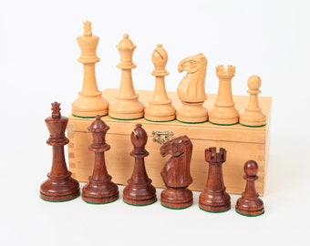 Large Deluxe Staunton Chess Set, Drueke Design, KH 10,5cm /4,15 in., Double Weighted Chess Set with Original Storage Box