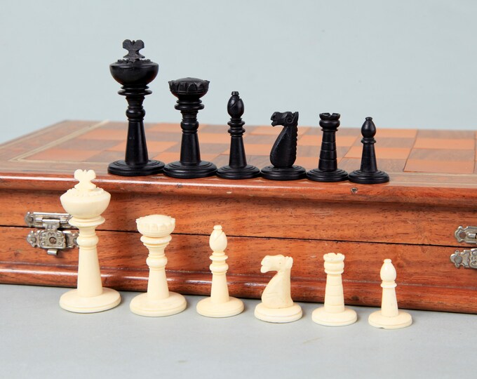 Vintage Hand Carved Bone Chess Set With Folding Board KH 6 Cm/ Etsy