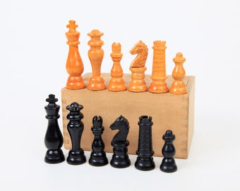 希少】ヨーロッパ製 高級木製ビンテージ・チェスセット（Chess) こし