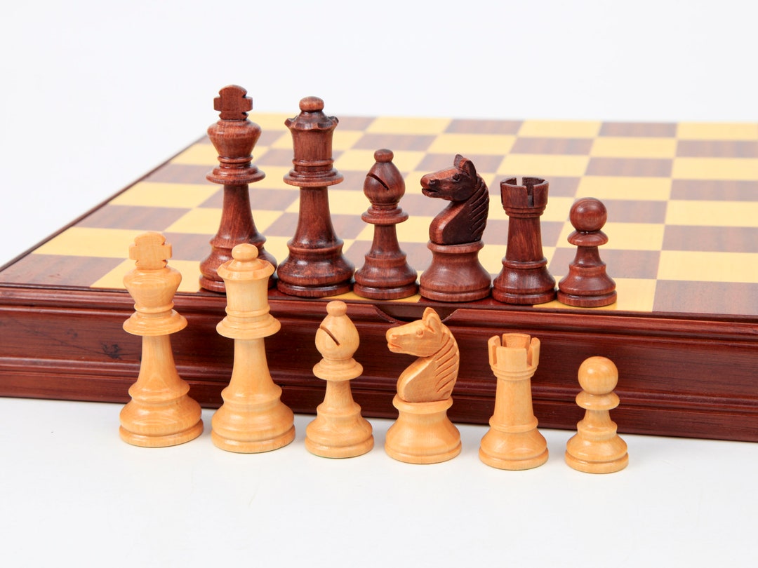 Deluxe Vintage Wood Chess and Checkers Game Set