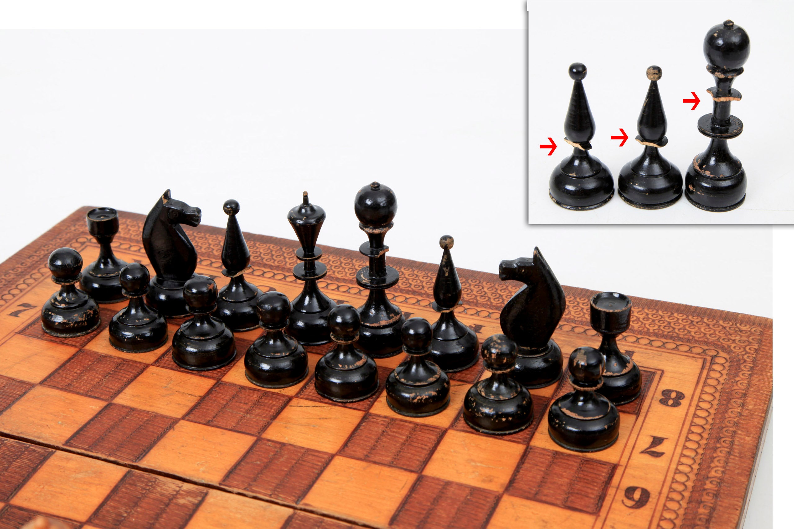 Jeu D'échecs Vintage Europe De L'Est - Échiquier En Bois Marron, Pièces Stratégie