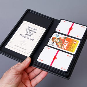 Lot de 3 jeux de cartes à jouer vintage avec boîte de rangement originale, beau design de cartes à jouer pour bridge, fabriqué en Allemagne