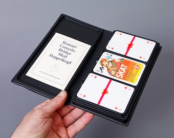 Set of 3 Decks of Vintage Playing Cards with Original Storage Box, Beautiful Design Playing Cards for Bridge, Made in Germany