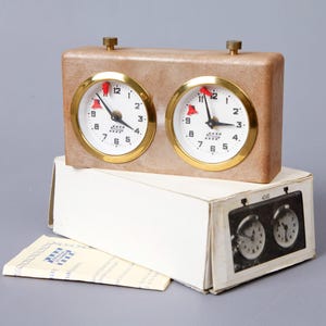 Vintage German Mechanical &quot;APFV Rolland&quot; Chess Clock, 1980;s  Analogue Chess Clock with Original Box, Retro Chess Timer