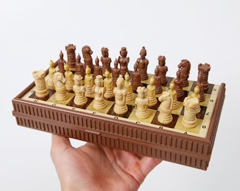 Vintage Flintstones 3D Chess Set With Folding Board Complete With