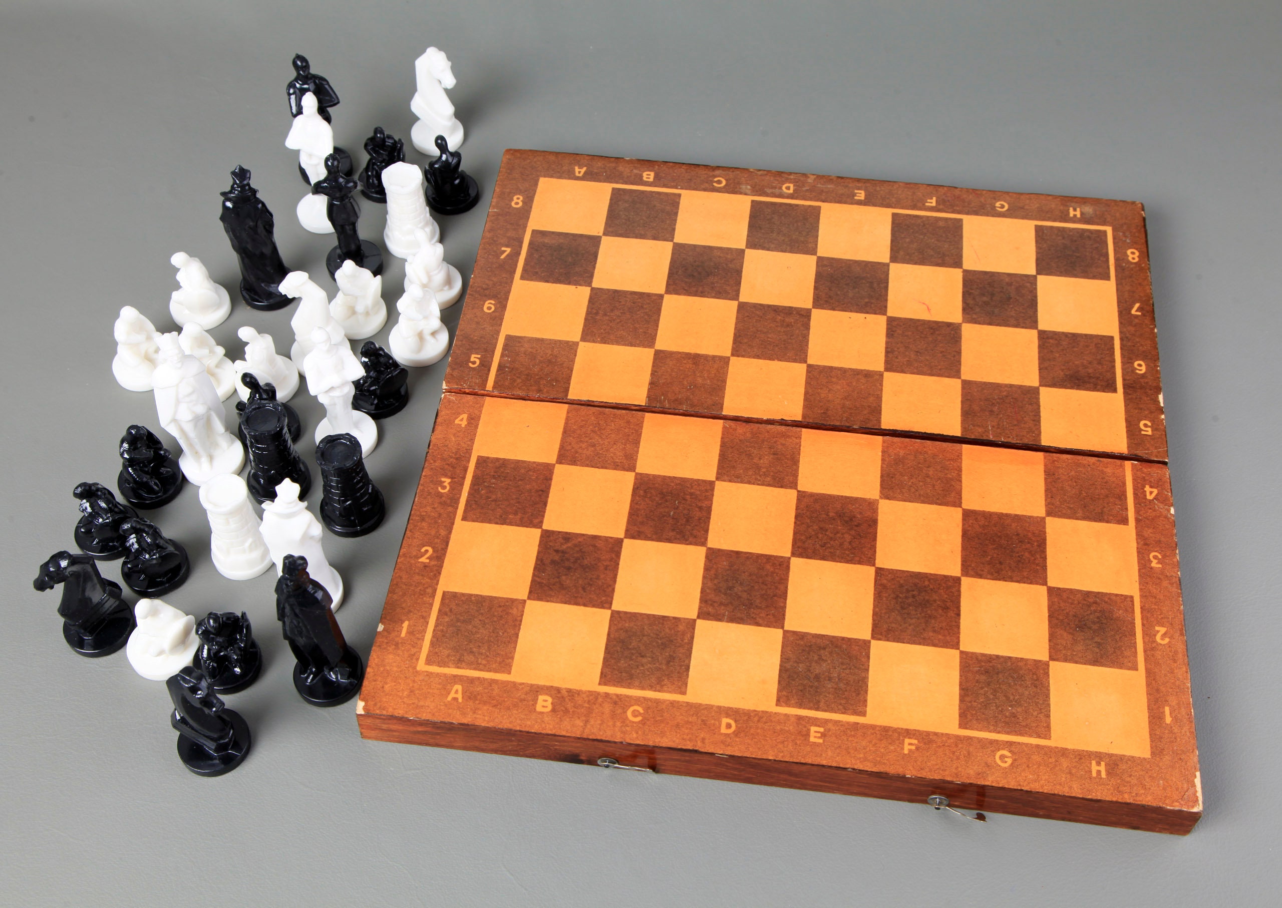 Wooden folding chess board vintage - Soviet old chess box 48 - Inspire  Uplift