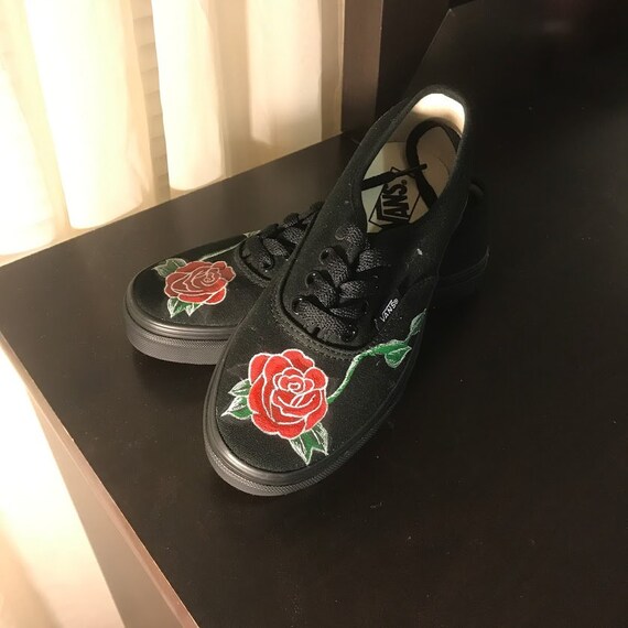 red vans with roses