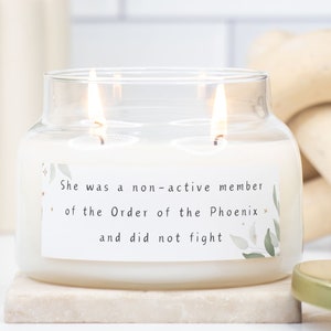 She was a non-active member of the Order of the Phoenix - Dramione and Manacled fan gift - Candle Jar (Double Wick)