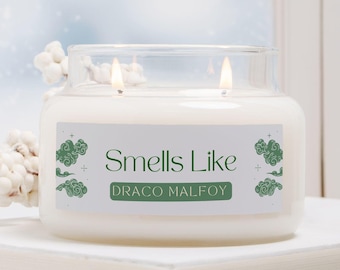 Draco Malfoy Scented Candle Jar with Double Wick - Gift for Book lover - White Birch