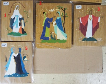 French First names and SAINT wood painting, unique handcraft painting