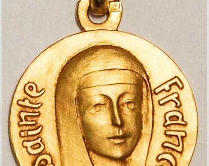 Medal Sainte France gold plated 3 microns diameter 18mm handmade in France