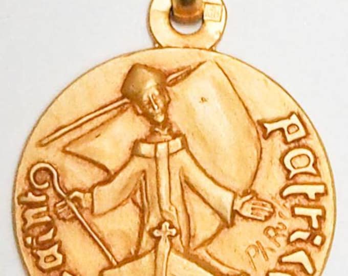 Medal Saint Patrice gold plated 3 microns diameter 18mm handmade in France