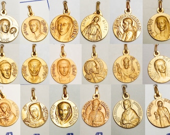 Medals holy first names gold plated 3 microns diameter 18mm