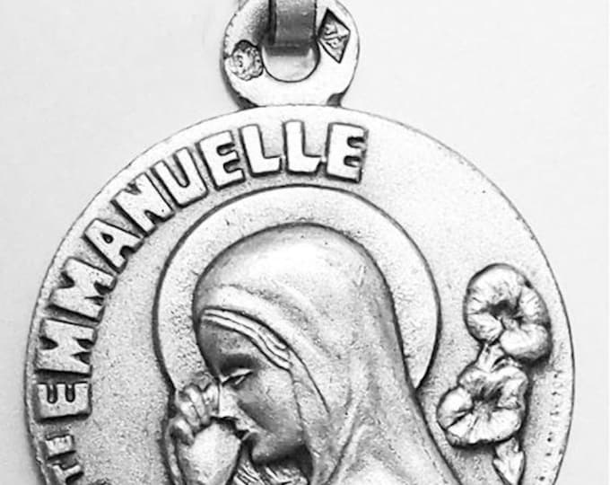 Medal Sainte Emmanuelle argent 925 sterling diameter 18mm handmade in France