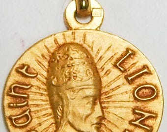 Medal Saint Lionel gold plated 3 microns diameter 18mm handmade in France