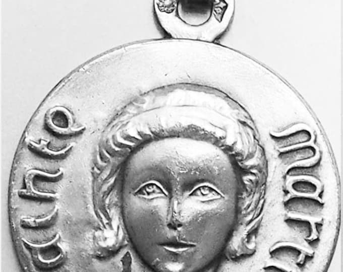 Medal Sainte Martine argent 925 sterling diameter 18mm handmade in France