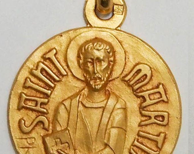 Medal Saint Martial gold plated 3 microns diameter 18mm handmade in France