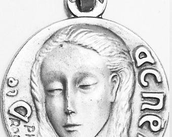 Medal Sainte Agnès argent 925 sterling diameter 18mm handmade in France