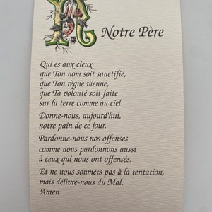 Lot de 10 Prières - Prière Notre Père 12,5cm x 8cm