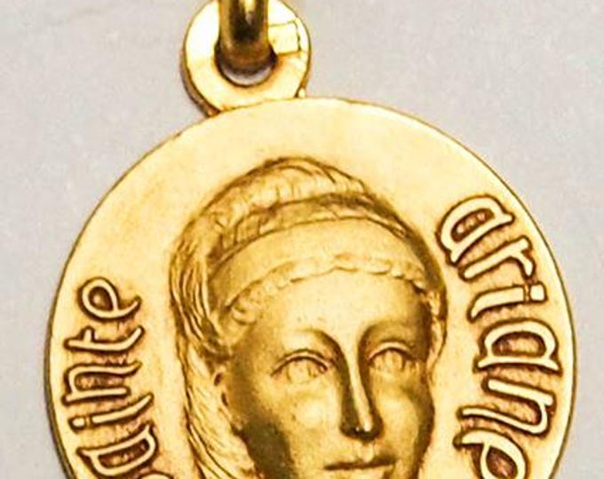 Medal Sainte Ariane gold plated 3 microns diameter 18mm handmade in France