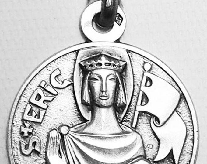 Medal Saint Eric argent 925 sterling diameter 18mm handmade in France