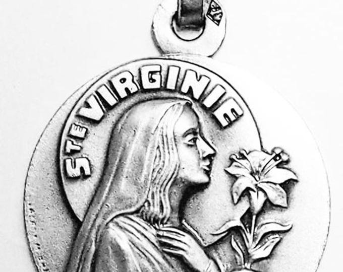 Medal Sainte Virginie argent 925 sterling diameter 18mm handmade in France
