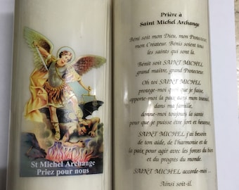 Lot de 3 bougies de neuvaines, Saint Michel Archange "priez pour nous"