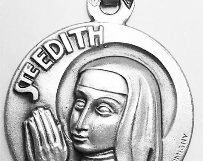 Medal Sainte Edith argent 925 sterling diameter 18mm handmade in France