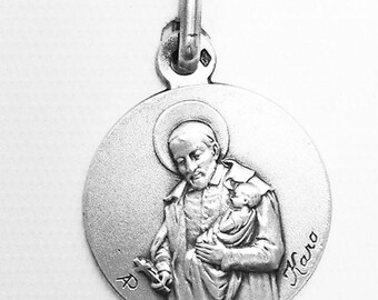 Medal Saint Vincent de Paul argent 925 sterling diameter 18mm handmade in France
