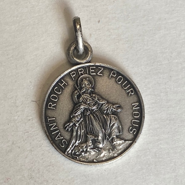 LIVRAISON GRATUITE Médaille 16mm Saint Roch, en argent 925/1000 très belle fabrication française détails magnifiques