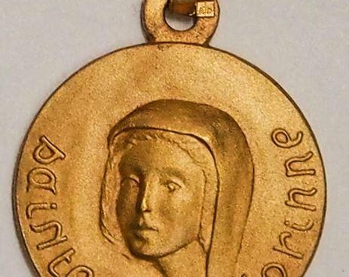 Medal Sainte Corinne gold plated 3 microns diameter 18mm handmade in France