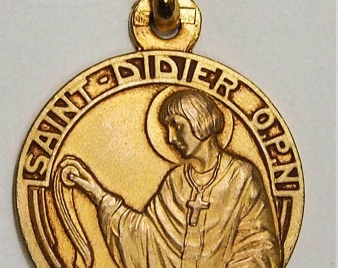 Medal Saint Didier gold plated 3 microns diameter 18mm handmade in France