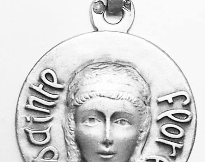 Medal Sainte Flore argent 925 sterling diameter 18mm handmade in France