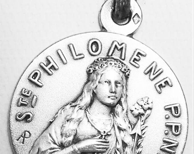 Medal Sainte Philomène argent 925 sterling diameter 18mm handmade in France