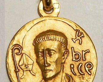 Medal Saint Brice gold plated 3 microns diameter 18mm handmade in France